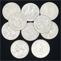 (R) 1960, 1962-D Washington Silver Quarters FV