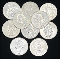(R) 1960, 1964 U.S. Washington Silver Quarters