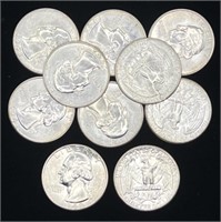(R) 1942 U.S. Washington Silver Quarters FV $2.50