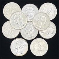 (R) 1956-D Washington Silver Quarters FV $2.50