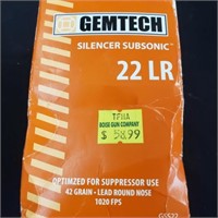 Box of 250 Rounds of Gemtech .22LR Subsonic Ammo