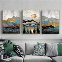 Abstract Nordic Landscape Art - 3 pieces