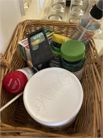 Basket with Cerave, Melatonin, Tylenol etc and det