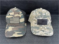 Lot of 2 US Flag Camo Hats