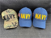 Lot of 3 Officially Licensed Navy Hats