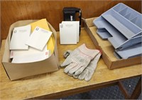 Gloves, flashlight and office supplies