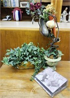 Veggie arrangement, ivy and picture book