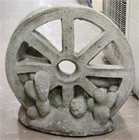 Concrete Skull & Wagon Wheel Decoration