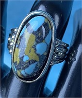 Blue & Amber Fashion Ring