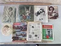 Vintage magazines, photos, and prints.