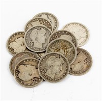 Coin 12 Barber Quarters All 1800's, AG-G