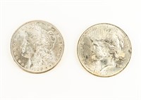 Coin 1900-P Morgan Silver & 1922 Peace Dollars, BU