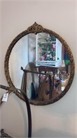 Antique ornate frame round mirror
