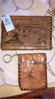 Vintage Syria souvenir leather wallet & pouch