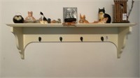 Wooden painted shelf with hooks/ *contents on