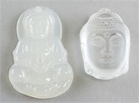 Lot of Two Crystal Buddha Head & Buddha Pendent