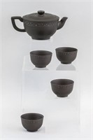 Chinese Black Zisha Teapot with Four Cups