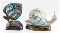 Chinese Cloisonne Bronze Fish and Snail