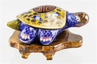 Chinese/Japanese Cloisonne Bronze Turtle