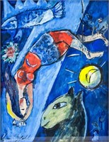 French Surrealist Oil on Paper Signed Marc Chagall