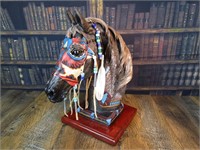 Native American Masked Horse Sculpture