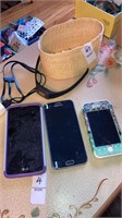 Cell phones in basket