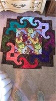 Quilted jewel tones wall hanging snail trail