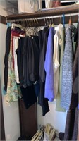 All clothing on hangers in left closet