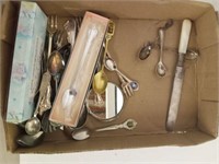 TRAY- COLLECTOR SPOONS, SOME UNMARKED, STERLING