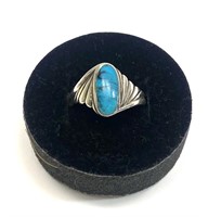 Sterling silver bezel set oval cabochon turquoise