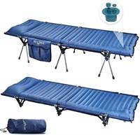 FOLDING CAMPING COT WITH MATTRESS BLUE
