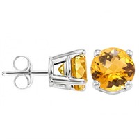 5MM Round Cut Citrine .9CTW Stud Earrings in Sterl