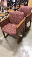PAIR OF CLOTH AND WOOD CHAIRS