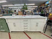 72” White Double Vanity And Marble Top PLEASE READ