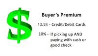 Buyer's Premium is 13.5% (10% if picking up AND