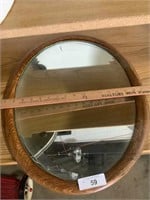 Oval framed mirror 17" x 22" & oval beveled glass