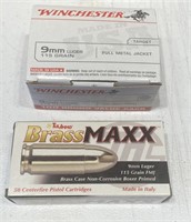 Brass Maxx & Winchester 9mm 115 Hrain FMJ AMMO