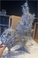 24" tall silver xmas tree 12" silver xl ornament
