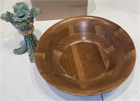Solid Walnut Quaker Bowl and Metal item