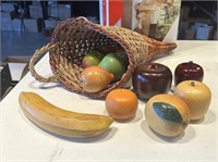 Wooden fruit and cornucopia basket