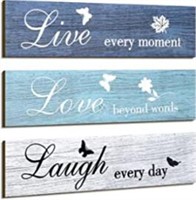 3c Wood Sign Wall Décor, Live Love and Laugh,