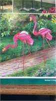 2 New Metal Flamingo Gazing-Ball Garden Stakes