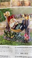 New Poly Resin Slumbering Gnome Statue 10" High
