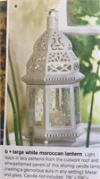 New White Metal Moroccan Lantern 12.5" High