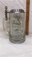 Deer Theme Glass Stein