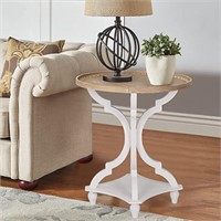 Wnutrees Farmhouse Round Accent End Table, Rustic