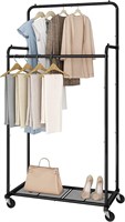 Simple Trending Double Rod Clothes Garment Rack, H