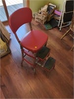 Red and chrome step stool seat