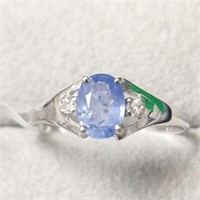 10K WHITE GOLD CEYLON SAPPHIRE(0.9CT)