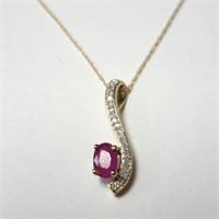 10K YELLOW GOLD RUBY 18"(0.5CT) DIAMOND(0.2CT)